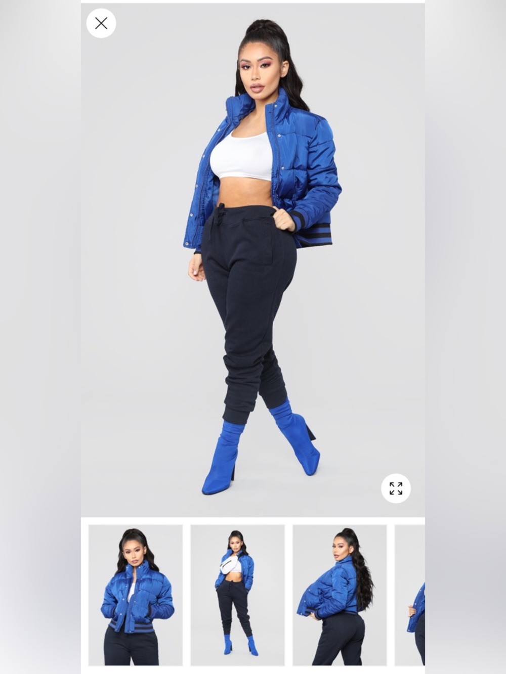 Fashion Nova Blue Puffer Jacket